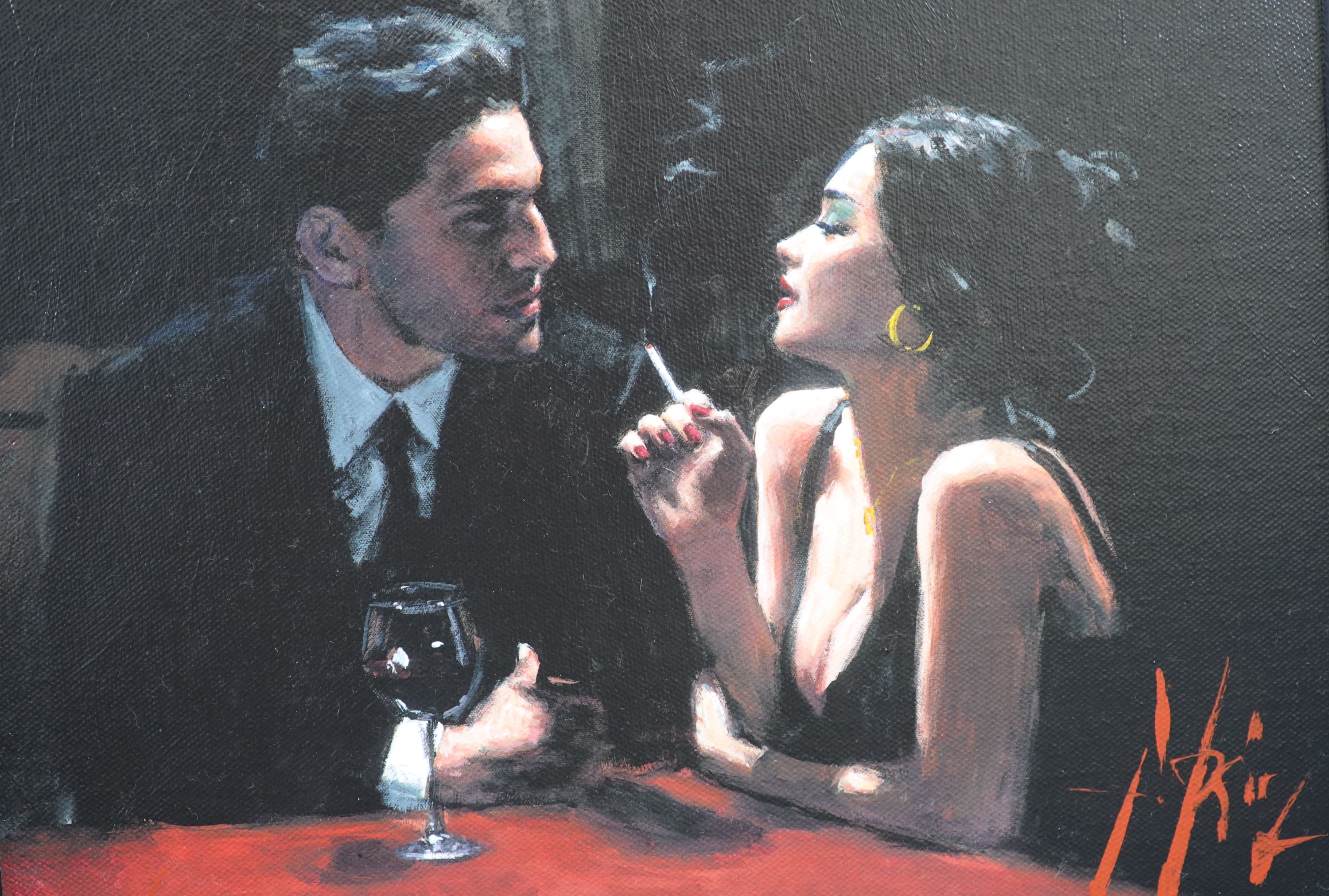 Fabian Perez, two hand embellished giclee canvases, The Embrace III, 22/195 & El Verso IV, 40/195, both with COA, 30 x 22cm & 22 x 30cm